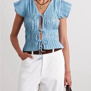 Sea New York Light Blue Pleated Blouse